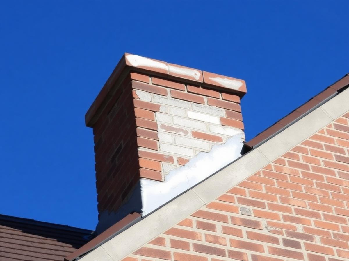 Repaired and repointed brick chimney